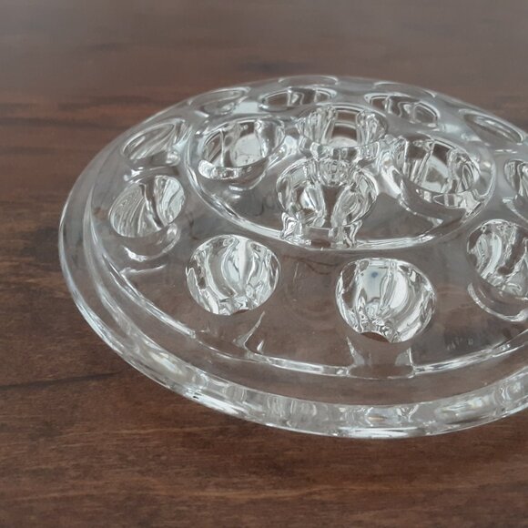 Vintage Flower Frog Glass w/ 16 Holes for Floral Arrangements Marble Display - Picture 2 of 4